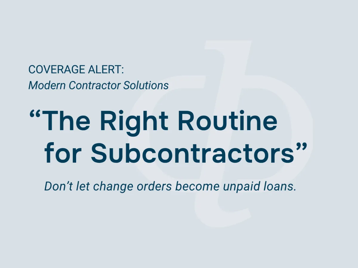 The Right Routine for Subcontractors